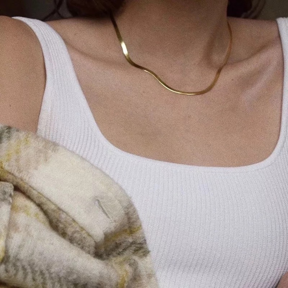 18K Gold Plated Herringbone Necklace